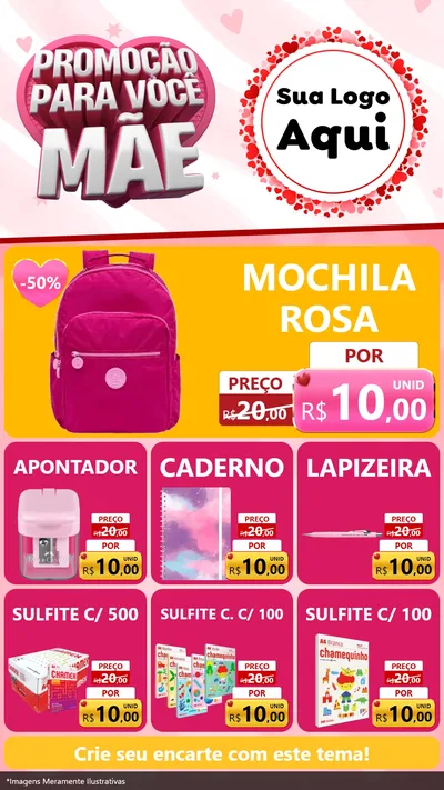 Modelo de Rede Social para Stories com o tema Promoção Para Você Mãe para Papelaria