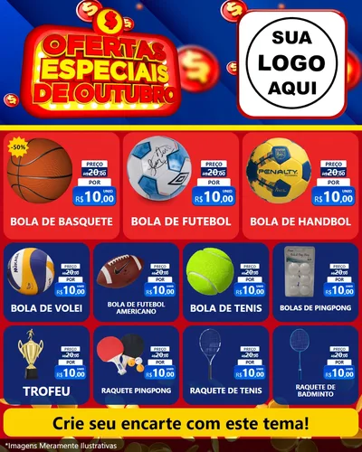 Modelo de Rede Social para Feed Instagram com o tema Ofertas Especiais de Outubro para Artigos Esportivos