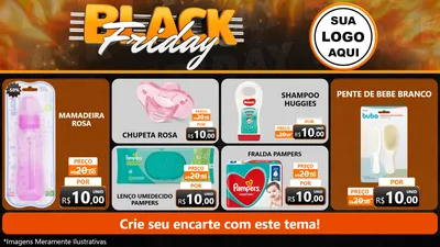 Modelo de TV para TV Horizontal com o tema Black Friday para Bebês