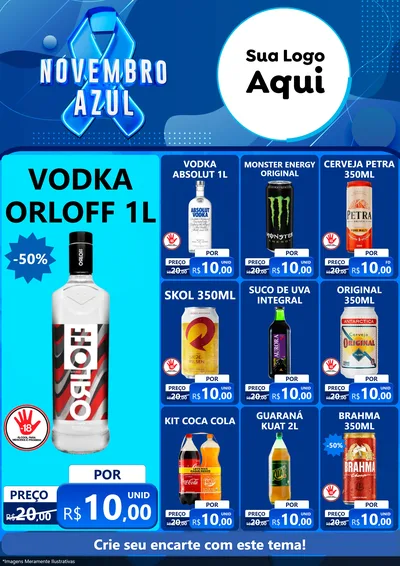 Modelo de Encarte para Encarte A4 Vertical com o tema Novembro Azul para Distribuidora de bebidas