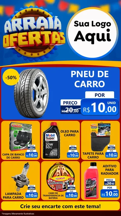 Modelo de Rede Social para Stories com o tema Arraiá de Ofertas - Junina para Auto peças