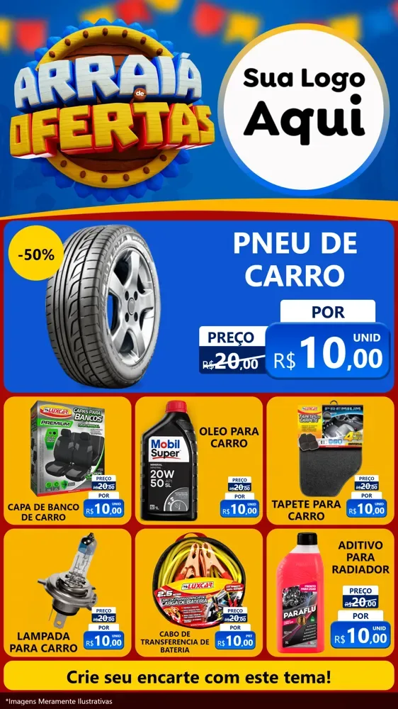 Modelo de Rede Social para Stories com o tema Arraiá de Ofertas - Junina para Auto peças