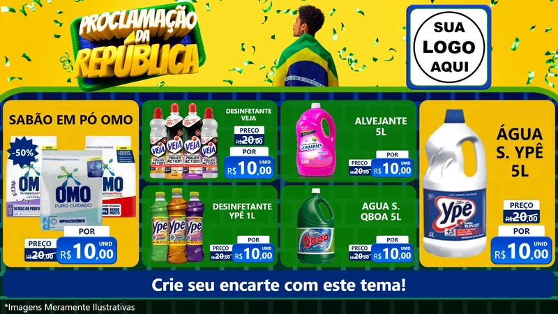 Modelo de TV para TV Horizontal com o tema Proclamação da República para Produtos de Limpeza