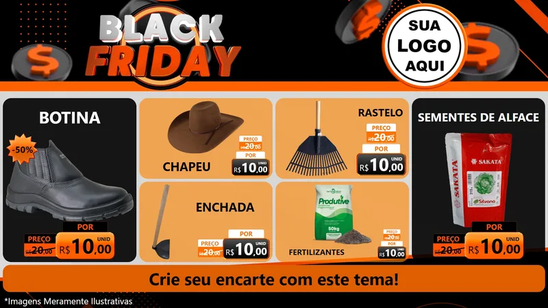 Modelo de TV para TV Horizontal com o tema Black Friday para Agropecuária