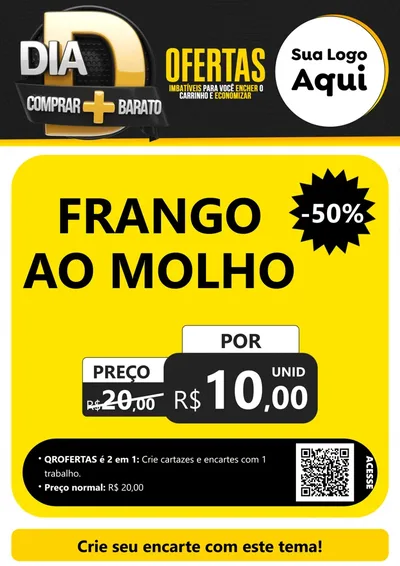 Modelo de Cartaz para Cartaz A4 Vertical com o tema Dia D Mais Economia para Restaurante