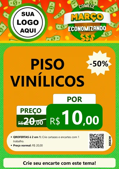 Modelo de Cartaz para Cartaz A4 Vertical com o tema Comece Março Economizando para Material para Construção