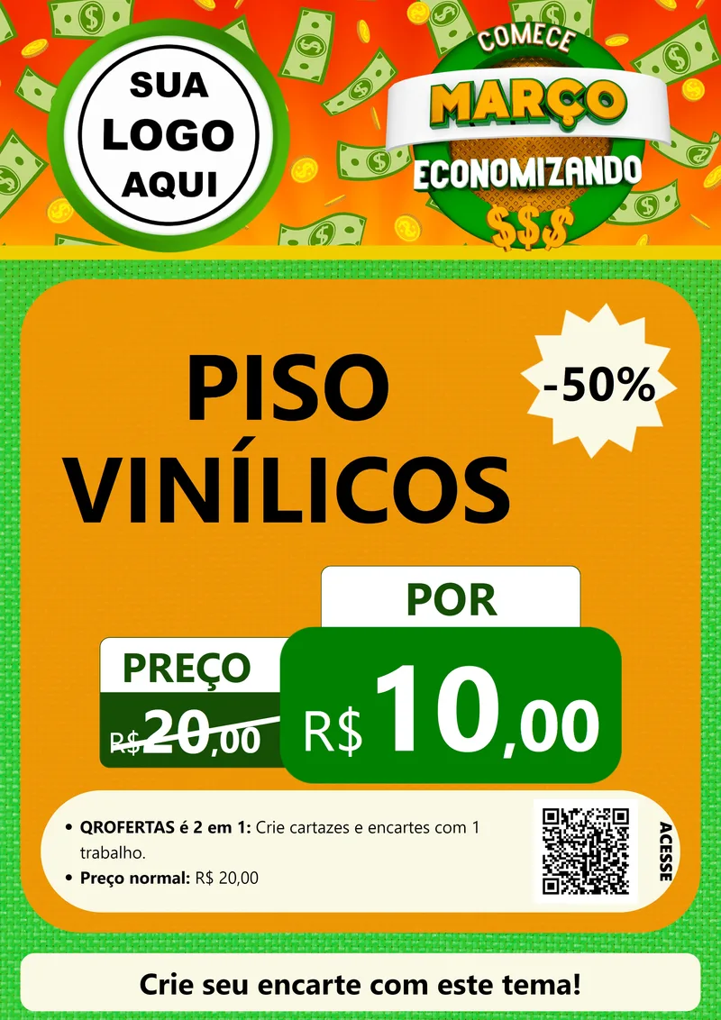 Modelo de Cartaz para Cartaz A4 Vertical com o tema Comece Março Economizando para Material para Construção