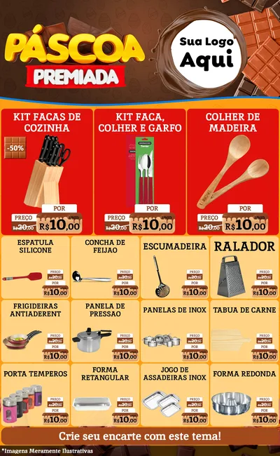 Modelo de Encarte para Encarte Grande com o tema Páscoa Premiada para Utilidades Domésticas