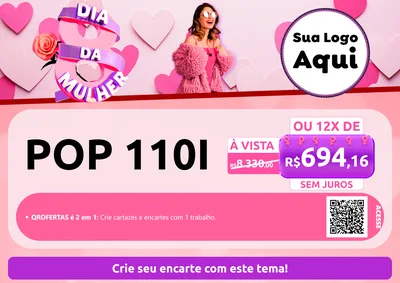 Modelo de Cartaz para Cartaz A4 Horizontal com o tema Dia da Mulher para Concessionaria de Motos