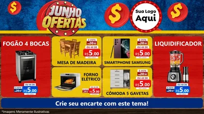 Modelo de TV para TV Horizontal com o tema Junho de Ofertas para Móveis e Eletro