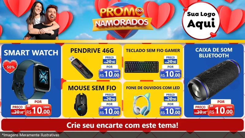 Modelo de TV para TV Horizontal com o tema Promo dos Namorados para Informática