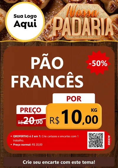 Modelo de Cartaz para Cartaz A4 Vertical com o tema Nossa Padaria para Padaria