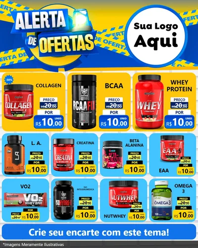 Modelo de Rede Social para Feed Instagram com o tema Alerta de Ofertas para Suplementos alimentares