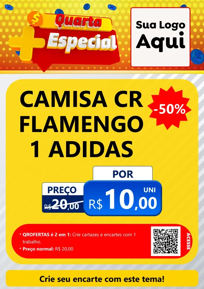 Modelo de Cartaz para Cartaz A4 Vertical com o tema Quarta Mais Especial para Roupas e acessórios
