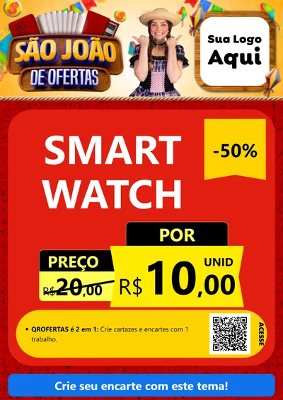 Modelo de Cartaz para Cartaz A4 Vertical com o tema São João de Ofertas para Informática
