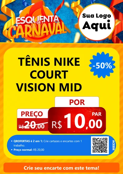 Modelo de Cartaz para Cartaz A4 Vertical com o tema Esquenta de Carnaval para Calçados
