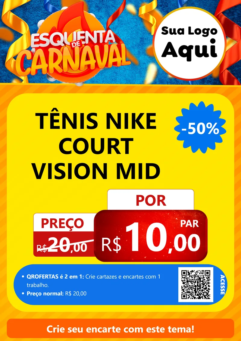 Modelo de Cartaz para Cartaz A4 Vertical com o tema Esquenta de Carnaval para Calçados