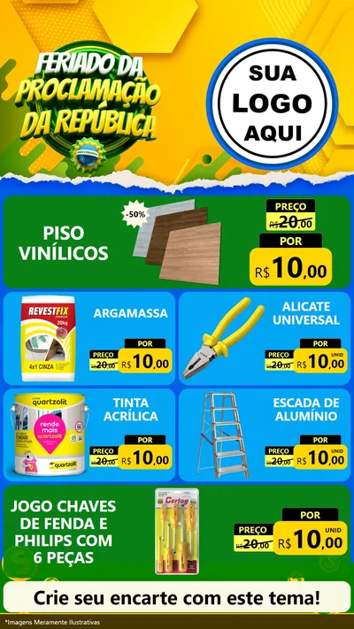 Modelo de TV para TV Vertical com o tema Feriado da Proclamação da República para Material para Construção