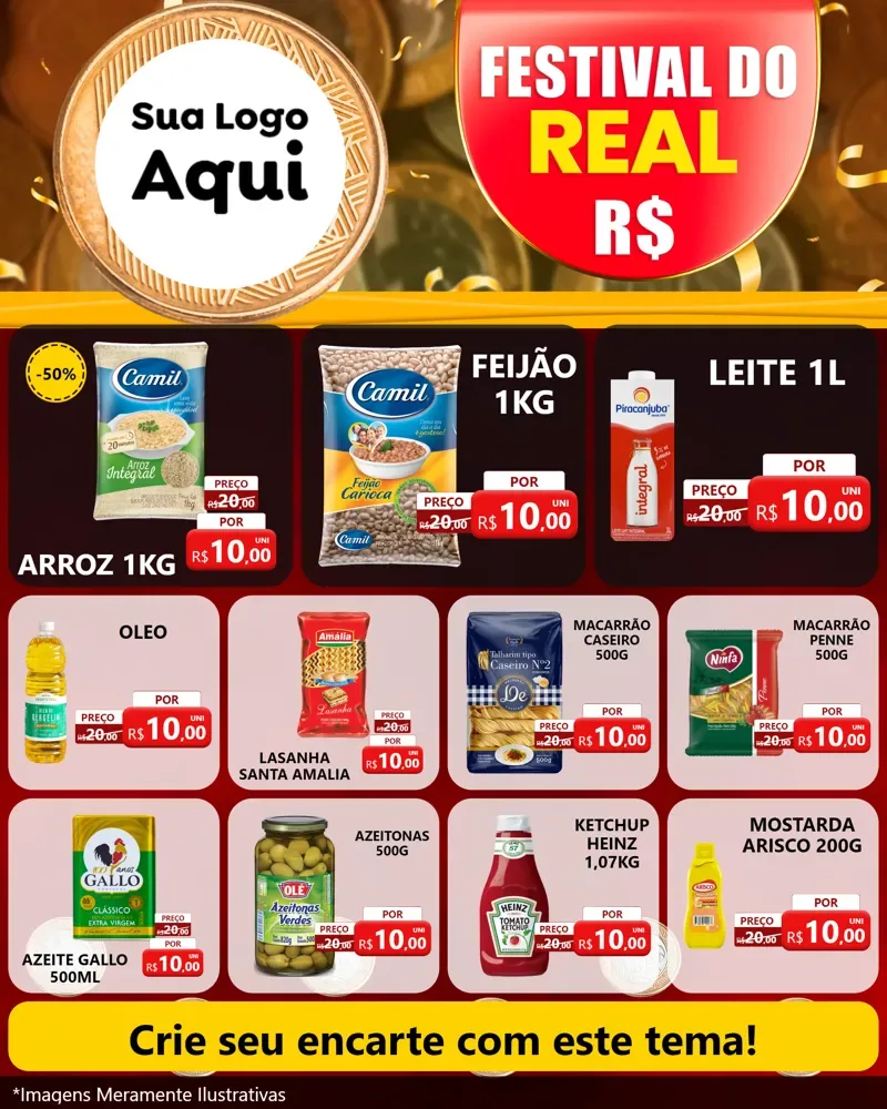 Modelo de Rede Social para Feed Instagram com o tema Festival do Real para Supermercado