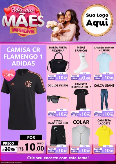 Modelo de Encarte para Encarte A4 Vertical com o tema Mês das Mães Imperdível para Roupas e acessórios