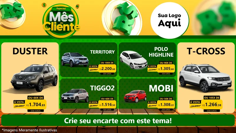 Modelo de TV para TV Horizontal com o tema Especial Mês do Cliente para Concessionaria de Carros