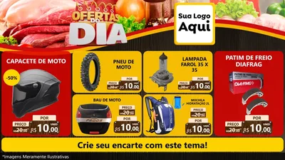Modelo de TV para TV Horizontal com o tema Ofertas do Dia para Moto peças