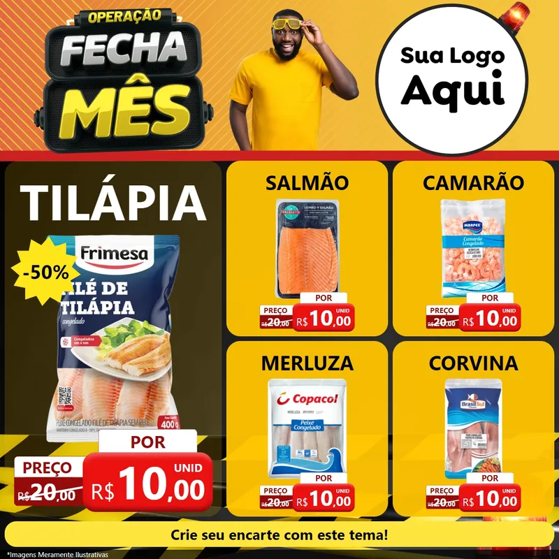 Modelo de Rede Social para Feed Facebook com o tema Operação Fecha Mês para Peixaria