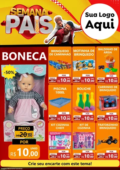 Modelo de Encarte para Encarte A4 Vertical com o tema Semana Dos Pais para Brinquedos