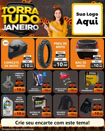 Modelo de Rede Social para Feed Instagram com o tema Torra Tudo Janeiro para Moto peças