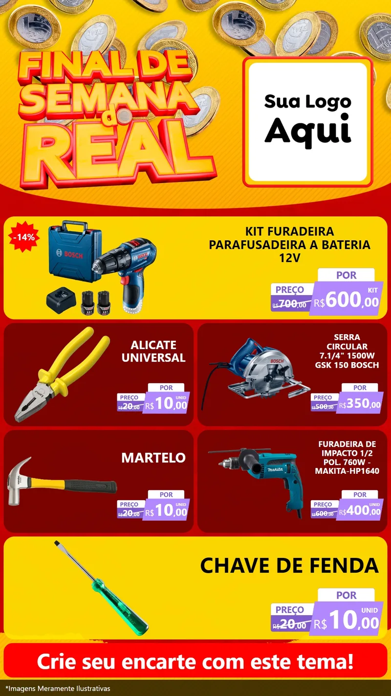 Modelo de TV para TV Vertical com o tema Final de Semana do Real para Maquinas e Ferramentas