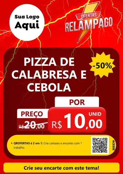 Modelo de Cartaz para Cartaz A4 Vertical com o tema Ofertas Relâmpago para Pizzaria