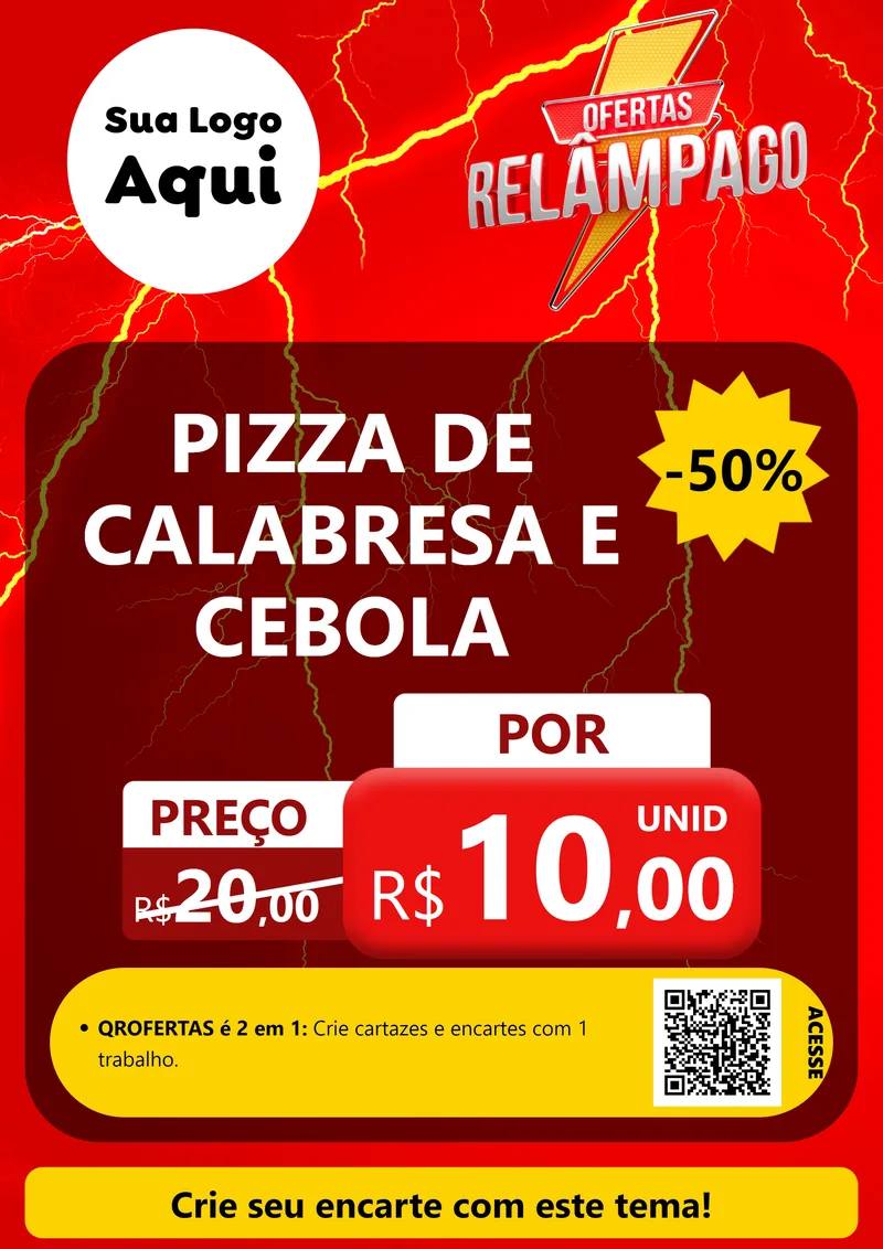 Modelo de Cartaz para Cartaz A4 Vertical com o tema Ofertas Relâmpago para Pizzaria