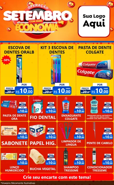 Modelo de Encarte para Encarte Grande com o tema Operação Setembro Com Muita Economia para Higiene Pessoal