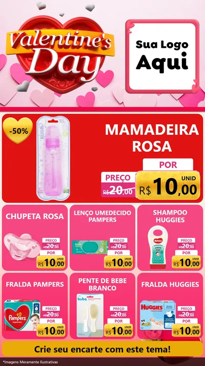 Modelo de Rede Social para Stories com o tema Valentine's Day para Bebês