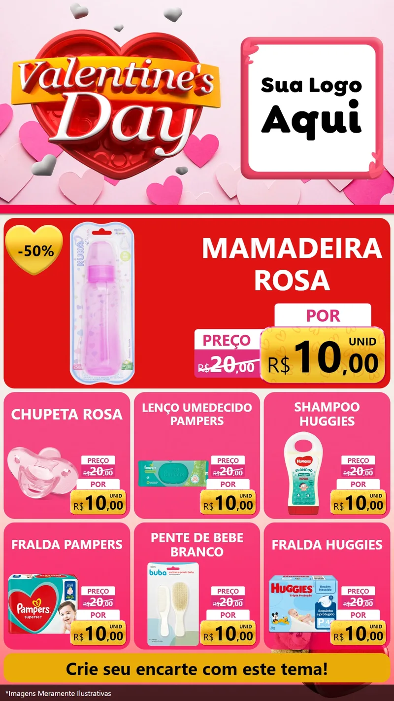 Modelo de Rede Social para Stories com o tema Valentine's Day para Bebês