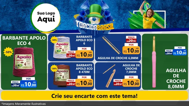 Modelo de TV para TV Horizontal com o tema Torcida Brasil - Copa para Armarinho e Aviamentos
