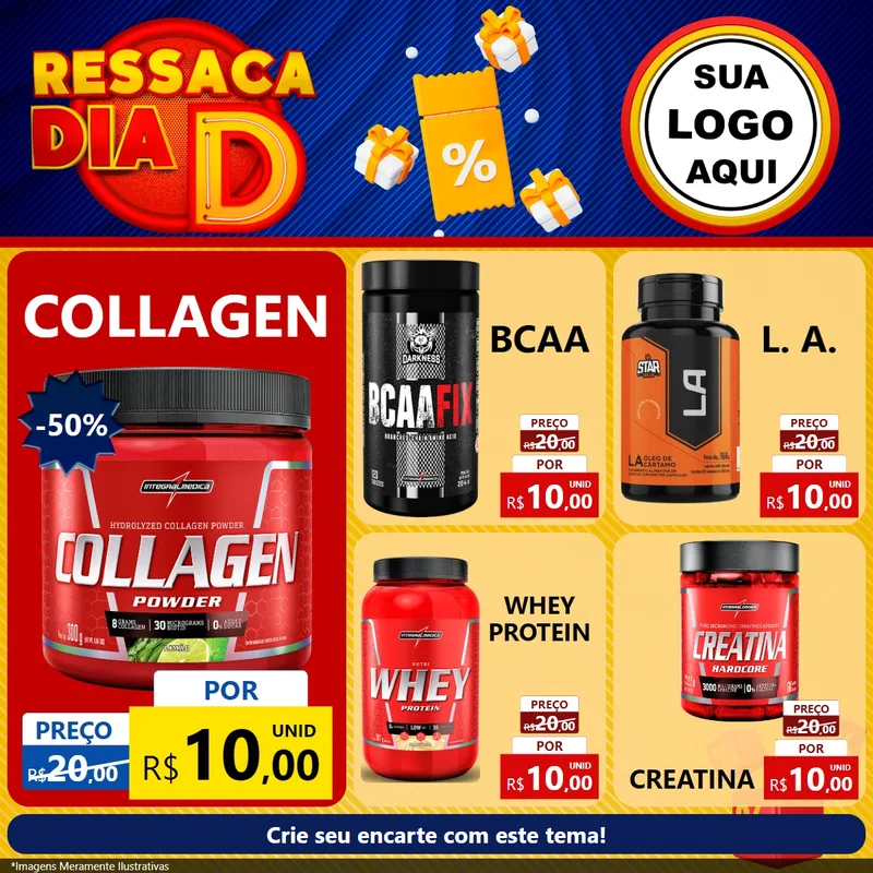 Modelo de Rede Social para Feed Facebook com o tema Ressaca Dia D para Suplementos alimentares