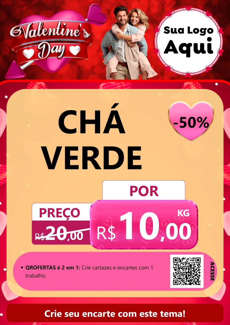 Modelo de Cartaz para Cartaz A4 Vertical com o tema Valentine's Day para Produtos Naturais