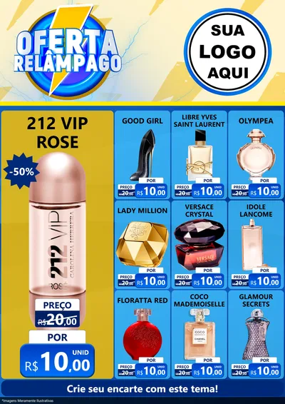 Modelo de Encarte para Encarte A4 Vertical com o tema Oferta Relâmpago para Perfumes