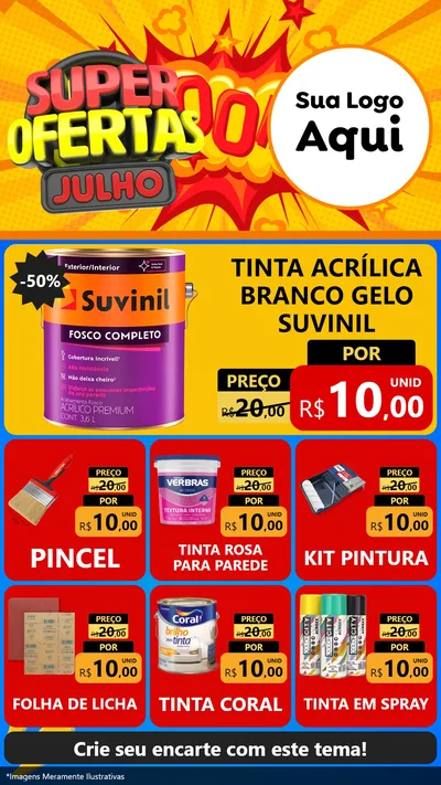Modelo de Rede Social para Stories com o tema Super Ofertas Julho para Tintas e Ferramentas