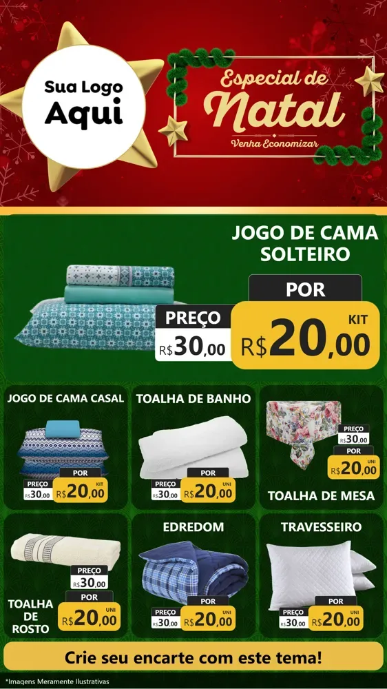 Modelo de Rede Social para Stories com o tema Especial de Natal para Cama, Mesa e Banho