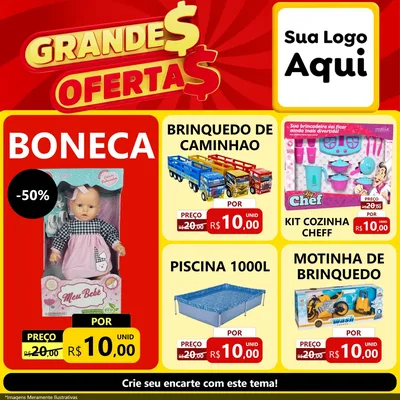 Modelo de Rede Social para Feed Facebook com o tema Grandes Ofertas para Brinquedos