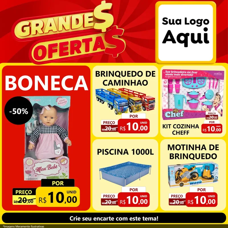 Modelo de Rede Social para Feed Facebook com o tema Grandes Ofertas para Brinquedos