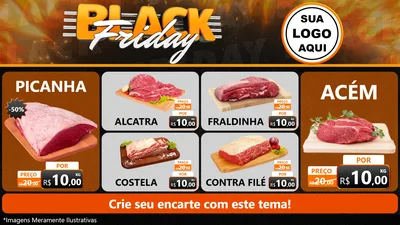 Modelo de TV para TV Horizontal com o tema Black Friday para Açougue