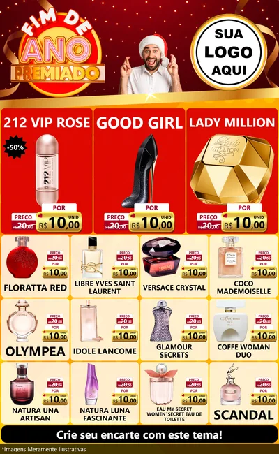 Modelo de Encarte para Encarte Grande com o tema Fim de Ano Premiado para Perfumes