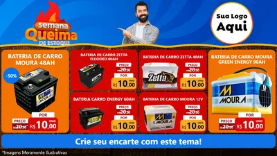 Modelo de TV para TV Horizontal com o tema Semana Queima de Estoque para Baterias Elétricas