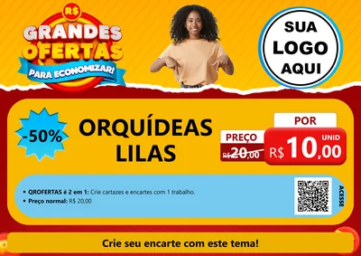 Modelo de Cartaz para Cartaz A4 Horizontal com o tema Grandes Ofertas Para Economizar! para Floricultura e jardim