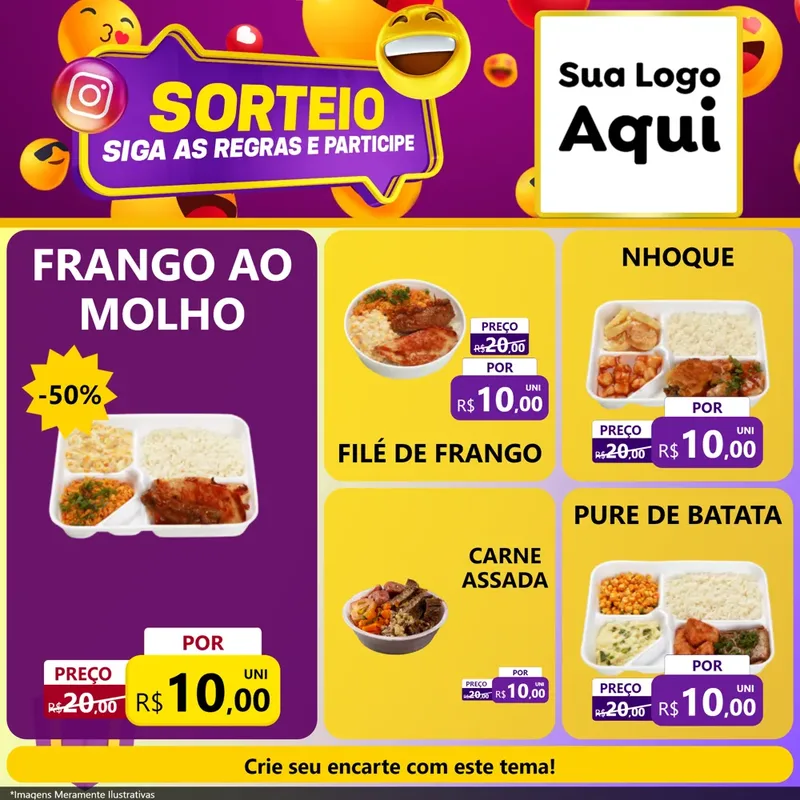 Modelo de Rede Social para Feed Facebook com o tema Sorteio para Restaurante