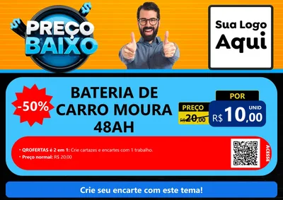 Modelo de Cartaz para Cartaz A4 Horizontal com o tema Preço Baixo para Baterias Elétricas
