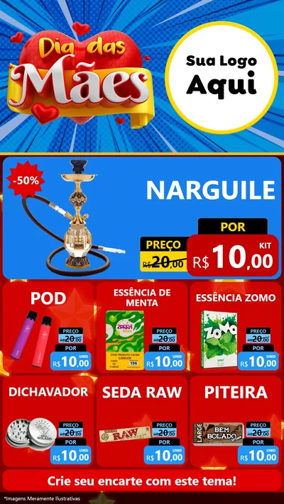Modelo de Rede Social para Stories com o tema Dia das Mães para Tabacaria